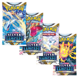 Silver Tempest booster packs – overzicht van vier Engelstalige artworkvarianten